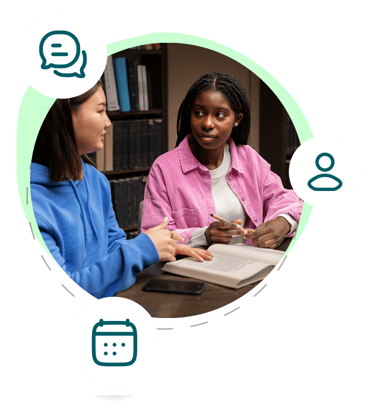 college student receiving mental health support